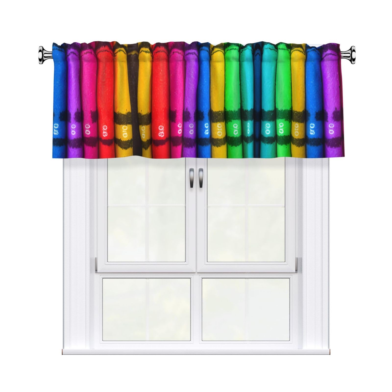 HJFCZH WHJSSF colored crayons Prints 54x18in Curtain Valance - Peach Skin Polyester Kitchen Cover with Light Filtering Floral & 3" Rod Pocket