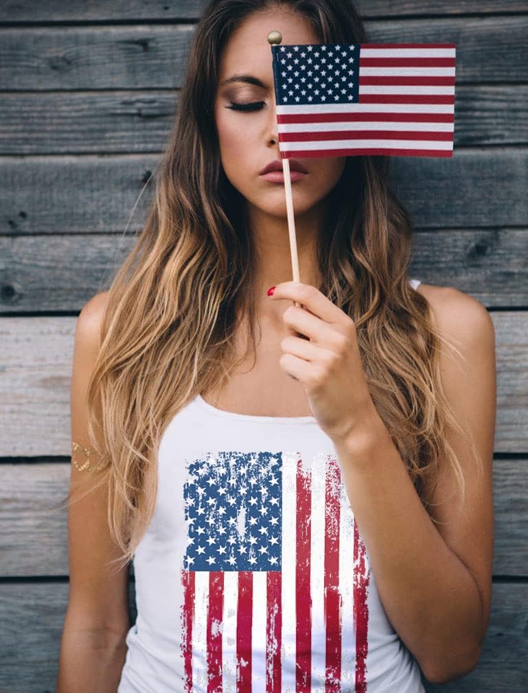 Tstars USA American Flag Women's Tank Top | 4th of July Patriotic Memorial Day Racerback Shirt