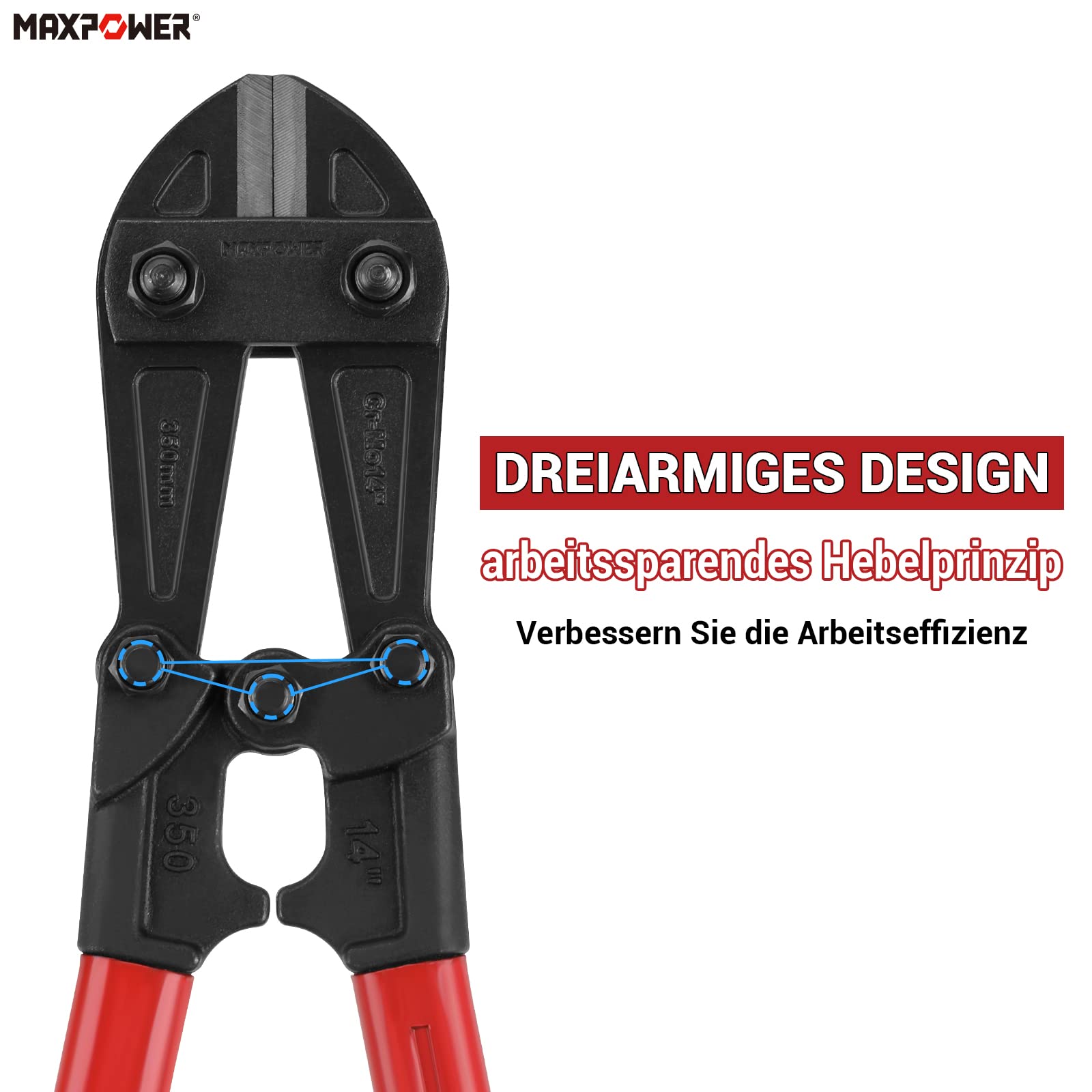 MAXPOWER 350mm Bolt Cutter Cutting Diameter 5mm Bolt Cutter - Image 4