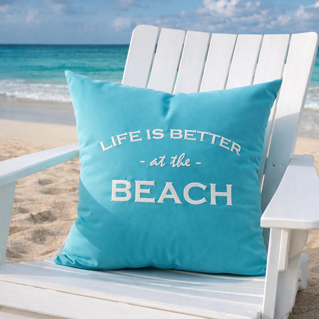 chillisy® Cuscino per esterni Premium Life is Better at The Beach – Cuscino da giardino – cucito in Germania – 5 anni di garanzia di colore