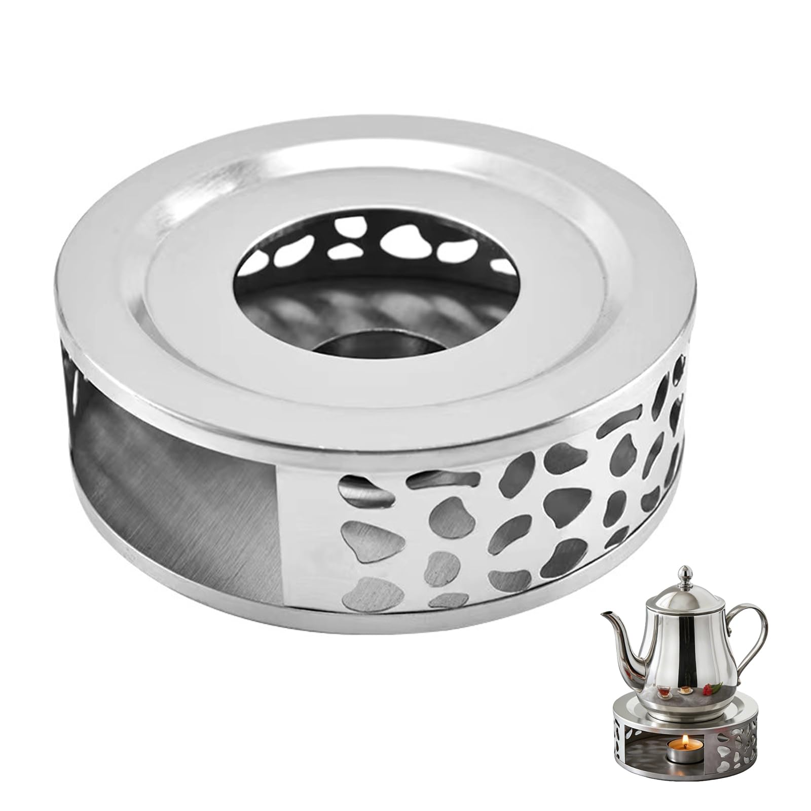 Teapot Warmer, Stainless Steel Teapot Warmer with Tea Light Holder, Tea Warmer, Coffee Warmer, Tea Light Stable Does Not Rattle for Glass and Other Heatproof Teapots Heating