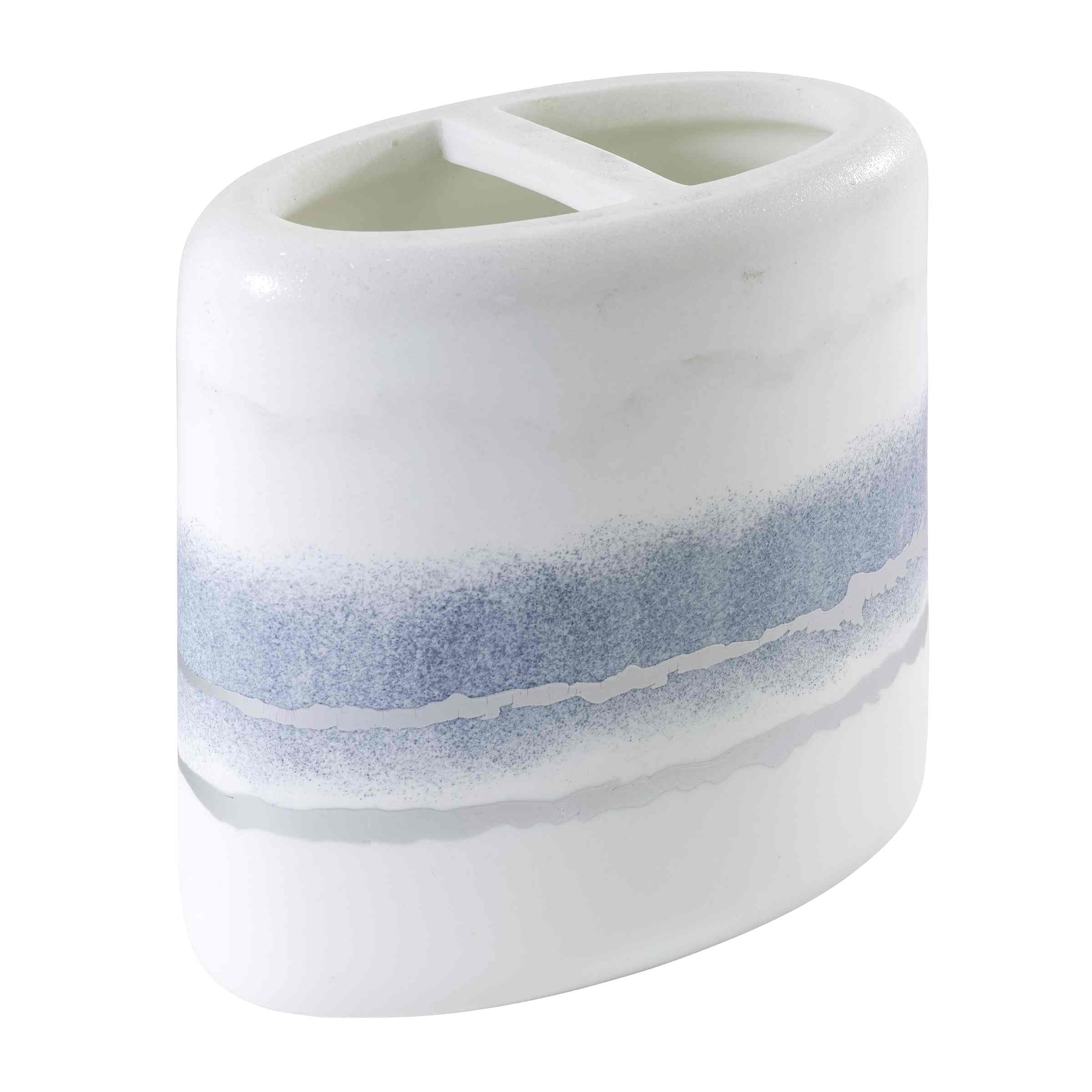 Jonathan Adler - Soporte para Cepillo de Dientes, Accesorios de encimera de Resina, decoración del hogar de mármol (The Now House Collection, Plateado)