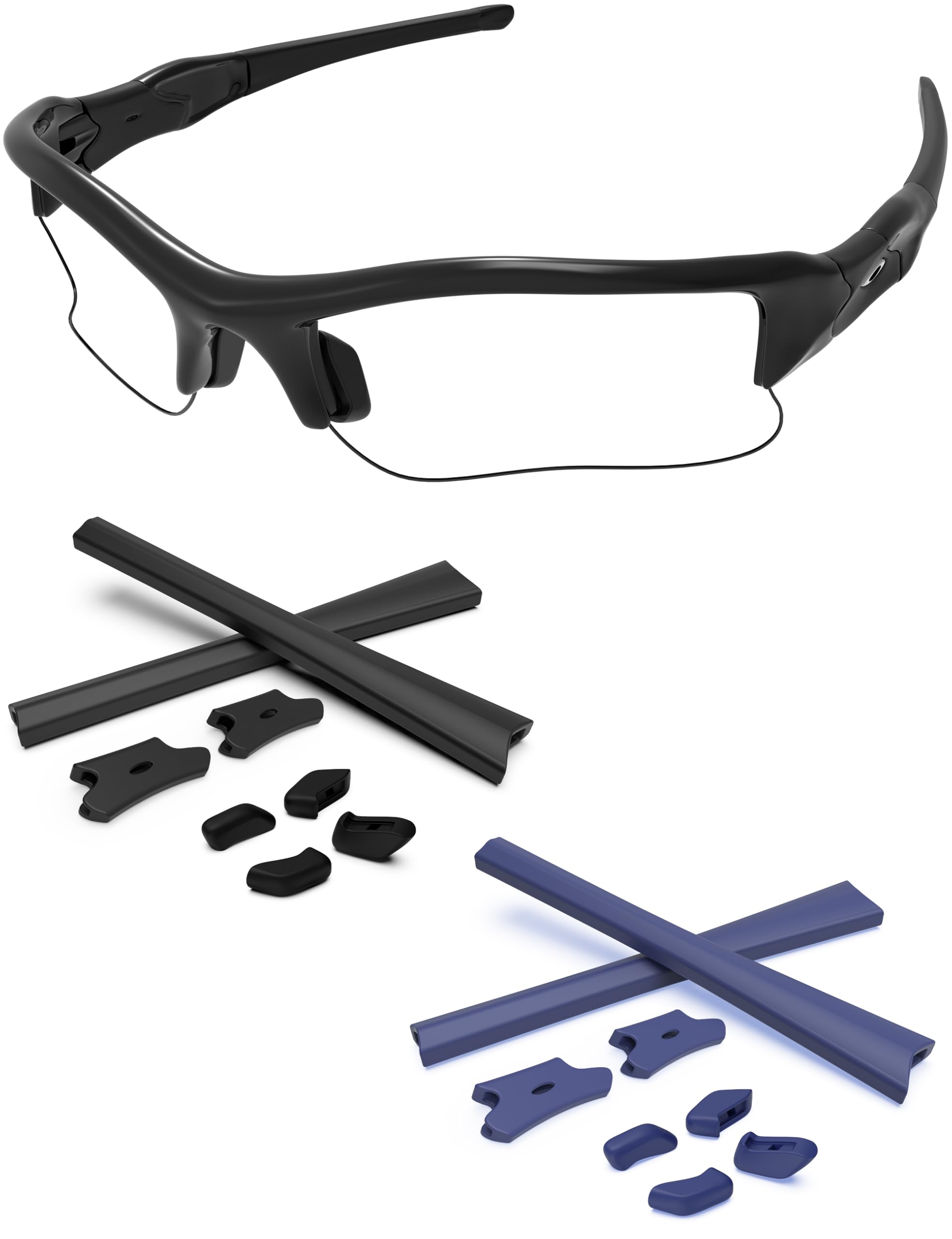 Replacement Nose Pieces &amp; Ear Socks Rubber Kits for Oakley Flak Jacket OO9008/Flak Jacket XLJ OO9009