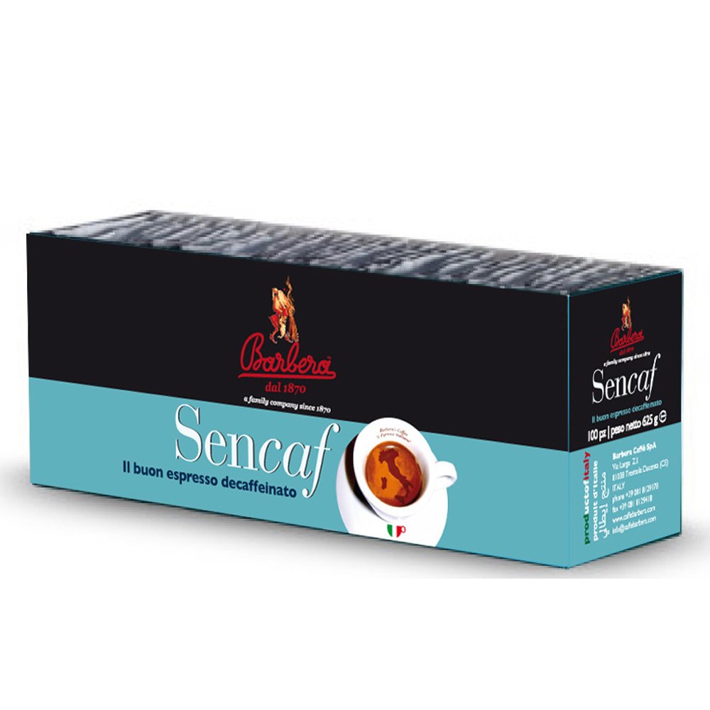 Caffè Barbera – Sencaf 125 gr di Caffè Macinato Decaffeinato - 2 Confezioni x 125g