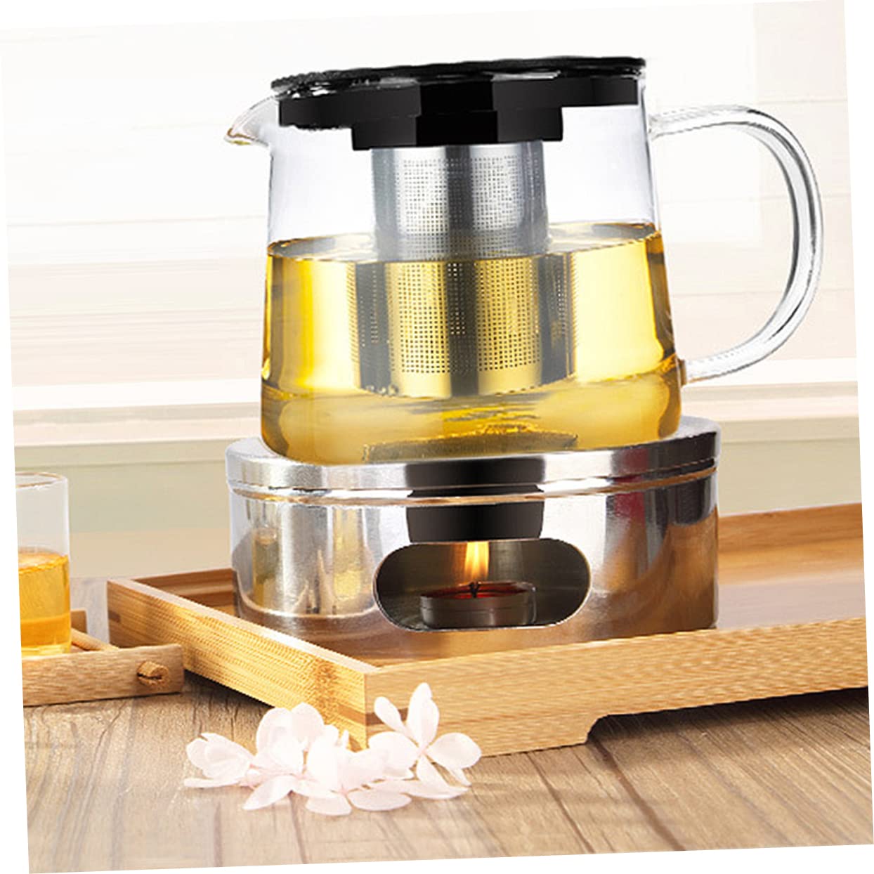 KICHOUSE 1500ml Heat Resistant Glass Teapot with Removable Stainless Steel Infuser for Loose Tea