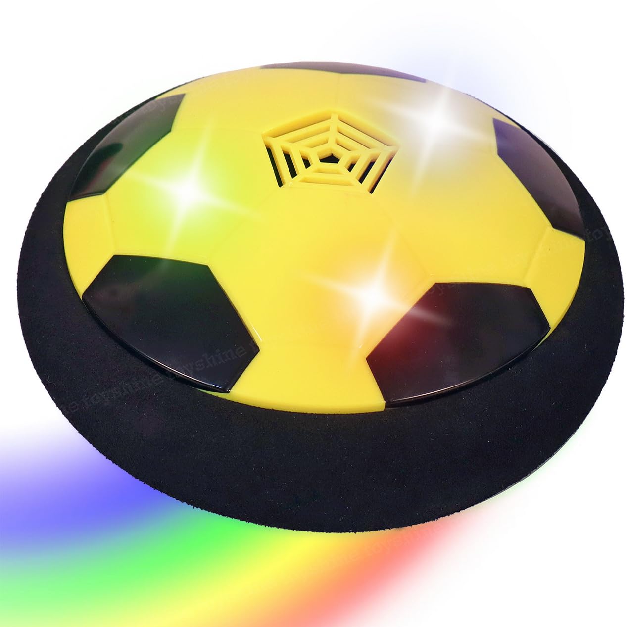 Toyshine Air Power Soccer Rainbow Hover Disc Toy with Foam Bumpers and Light-Up LED Lights, Kids Sports Ball Game for Indoor & Outdoor Play, Gift for Kids - Red