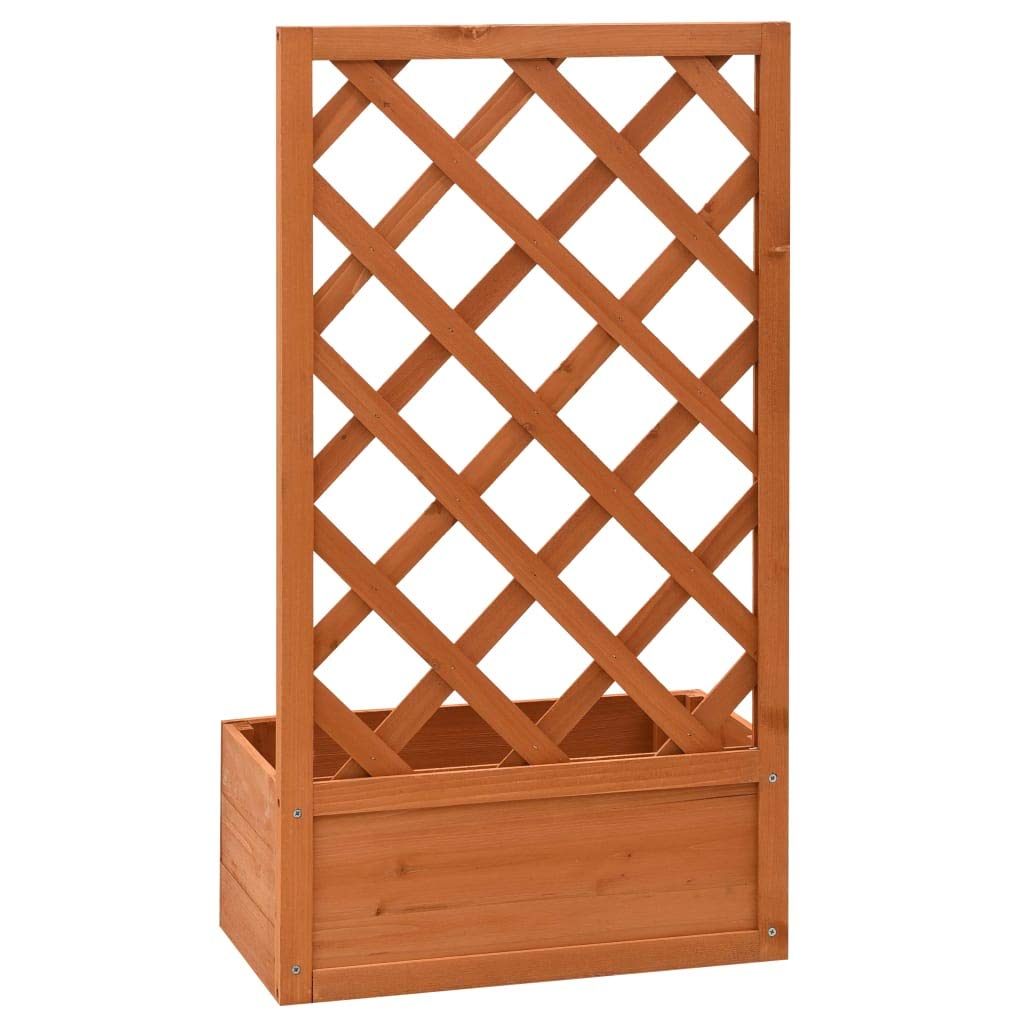 Cozynest Tannenholz Massiv Garten Spalier mit Blumenkasten Pflanzkasten Rankhilfe Rankkasten Rankgitter Blumenständer Blumenkübel 50x25x90cm (Orange)