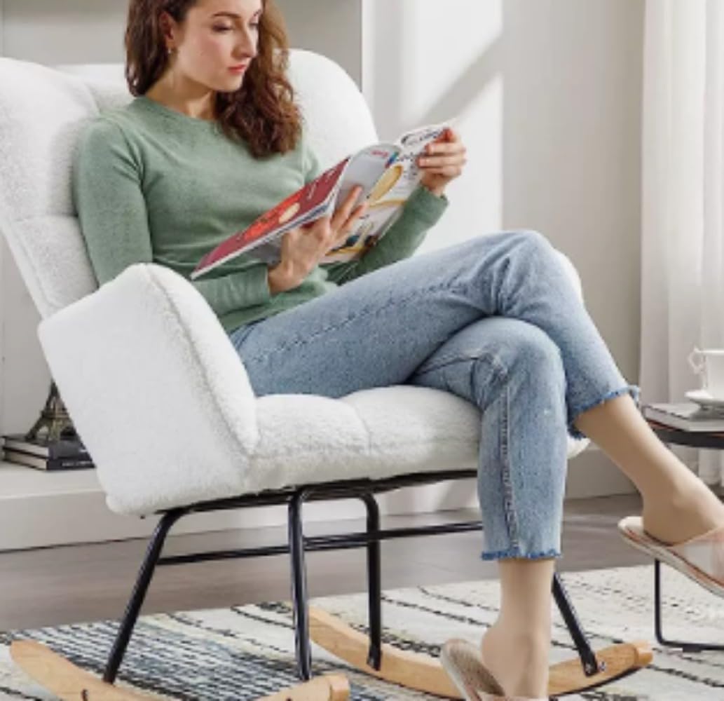 ロッキングチェア、室内読書/ラウンジ、ビーンバッグチェア、大人サイズ、快適、背もたれが高く、寝室、バルコニー、庭、リビングルームに最