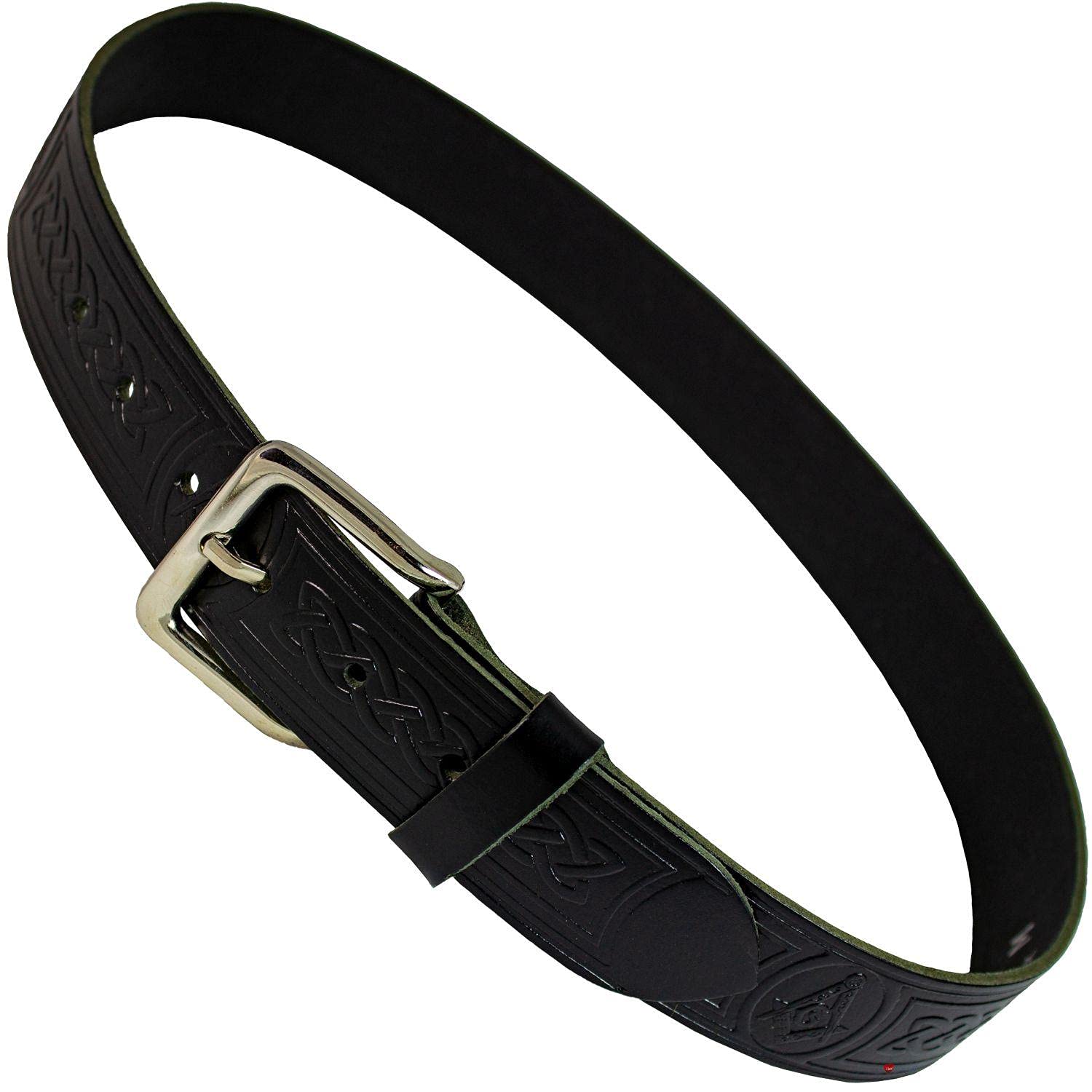 I LUV LTD Masonic Leather Belt For Trousers, Celtic Knot Handmade 1.5