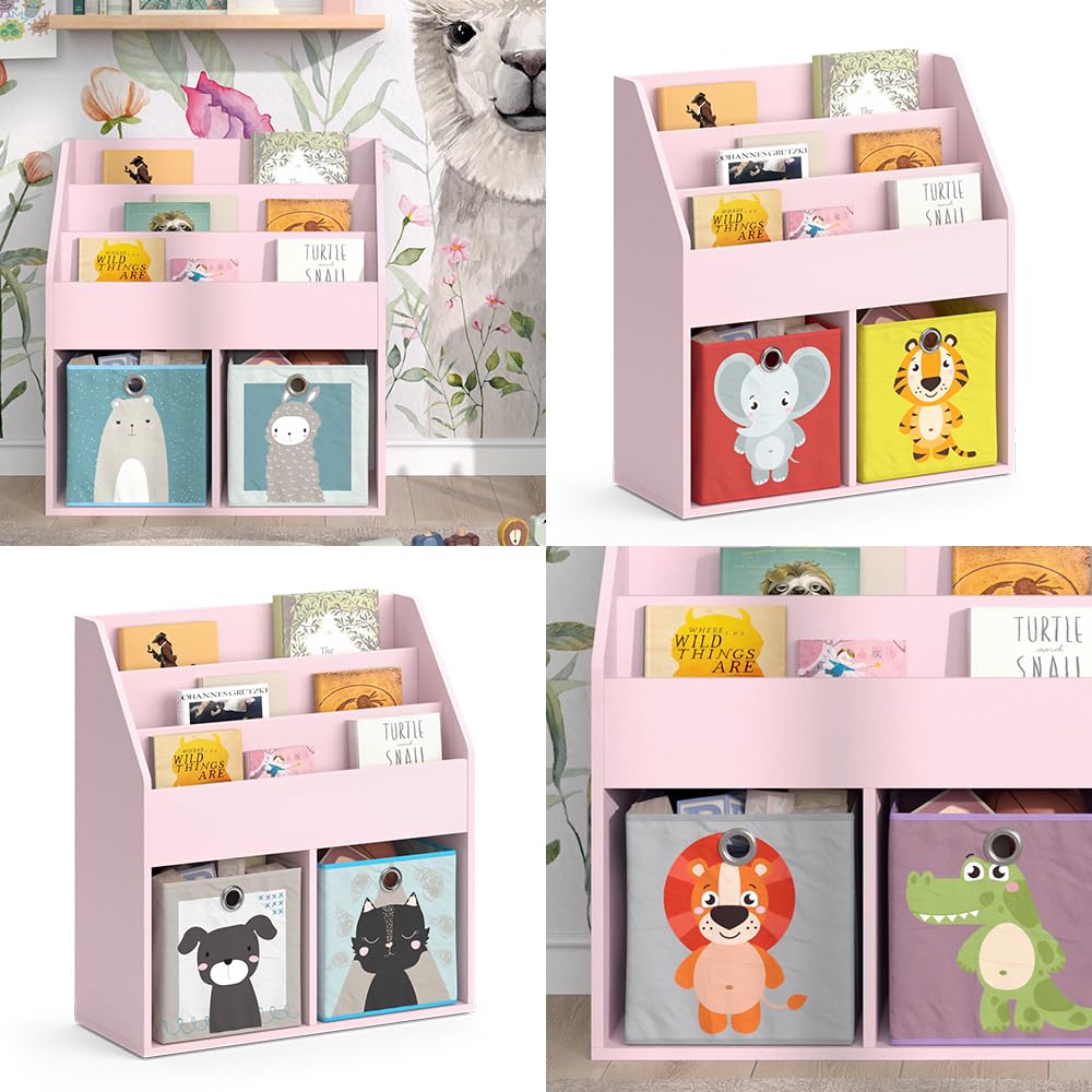 Vicco Libreria bambini Luigi, rosa, 72 x 79 cm Senza box pieghevole, combinabile per riporre libri e giocattoli