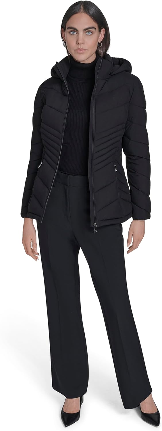 Calvin Klein Women's Lightweight Quilted Hooded Puffer Coat – Stretch Winter Jacket With Pockets - Image 2