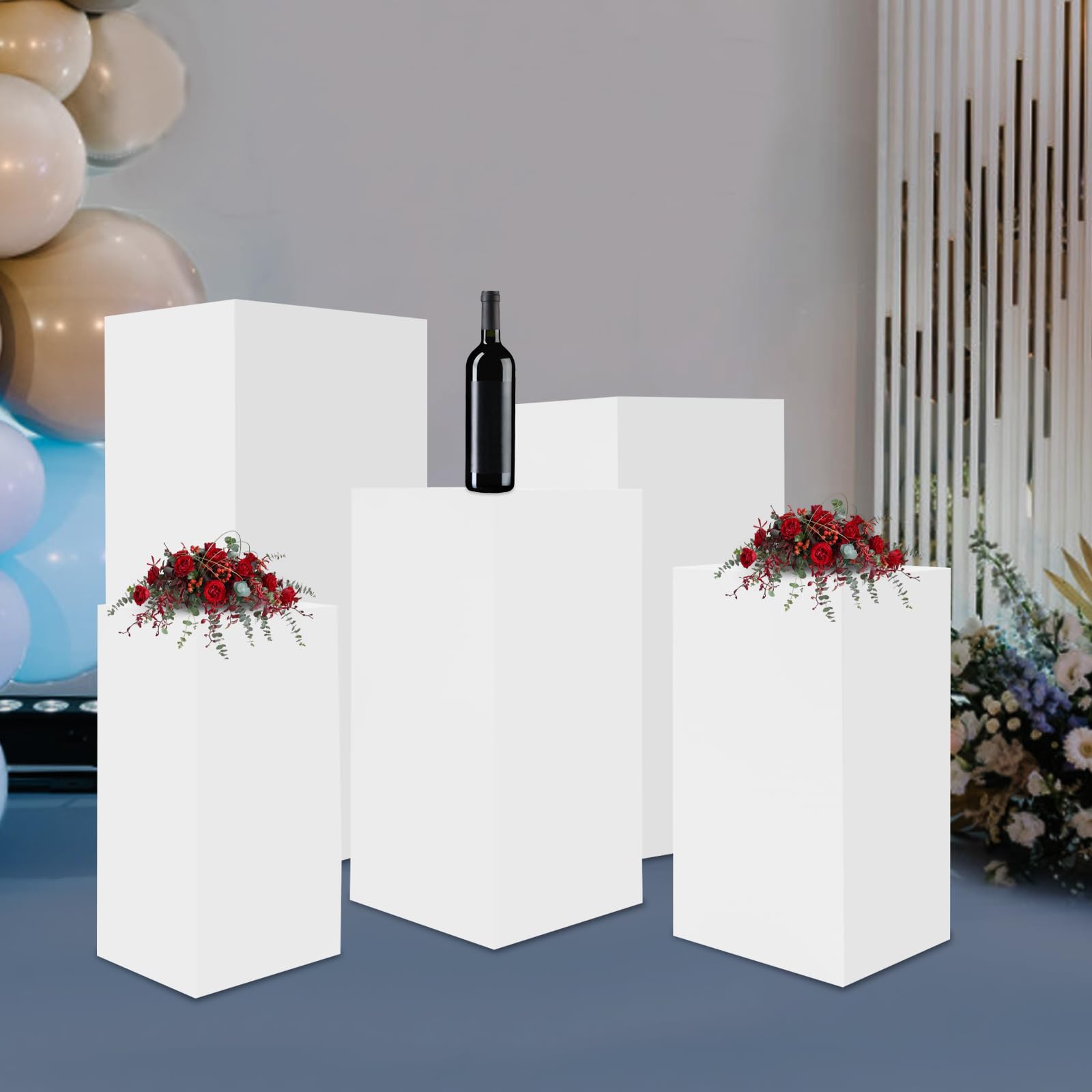 Juego de 3 pedestales metálicos, Expositor para Mesa de postres, pilares de exhibición para Bodas, Columna Decorativa para Flores, Cubo para Caja de Venta al por Menor