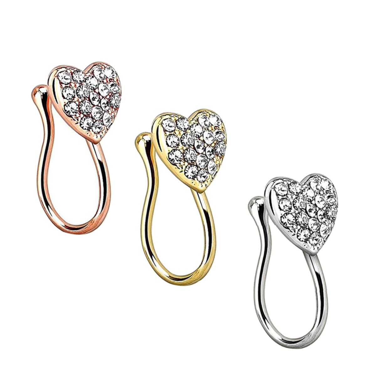 CALLARON3pcs Bling Nose Ring Nose Rings Nose Piercing Stud Women Nose Ring Miss Stainless Steel Perforation