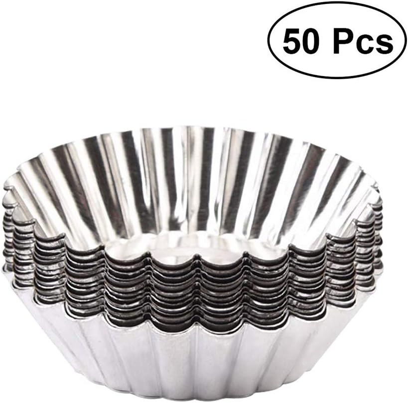 BESTONZON 50pcs Egg Tart Mold Mini Cupcake Cookie Pudding Mold Muffin Baking Cups