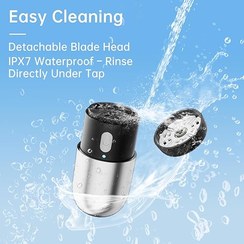 Miniatura 5 de Mini afeitadora eléctrica, maquinilla de afeitar eléctrica para hombres, afeitadora portátil USB-C recargable impermeable, potente maquinilla de