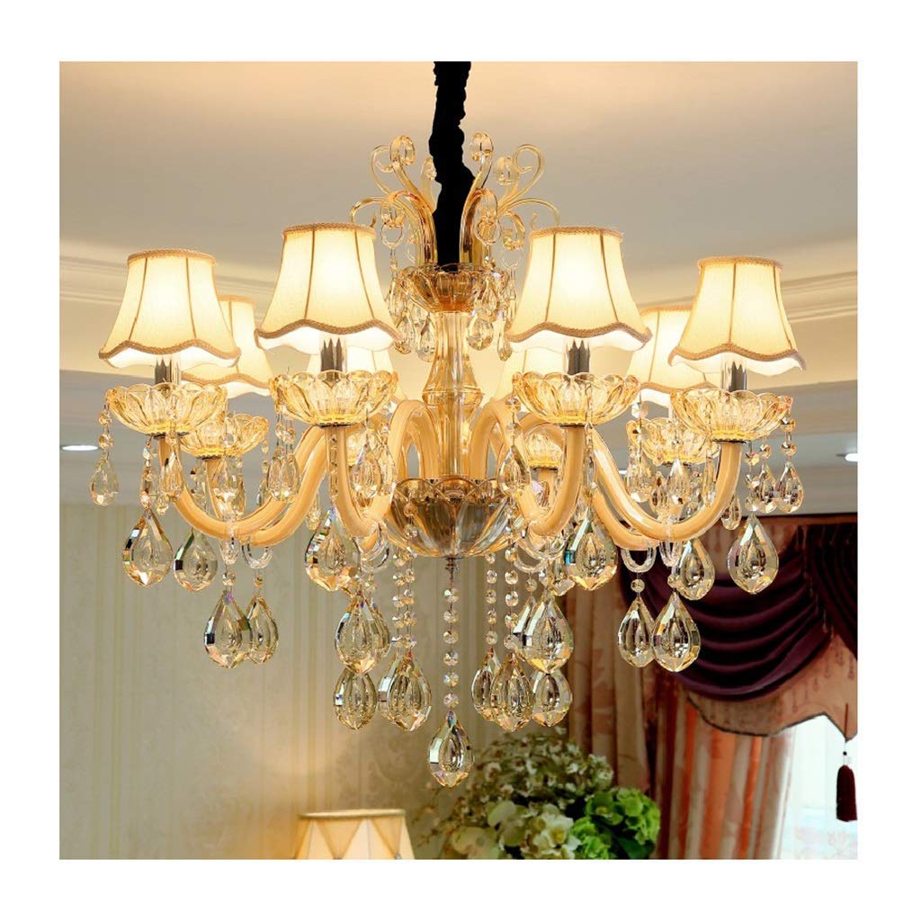Lustre pendentif de prestige E14 : plafonnier 8 têtes pour salon chic et villa
