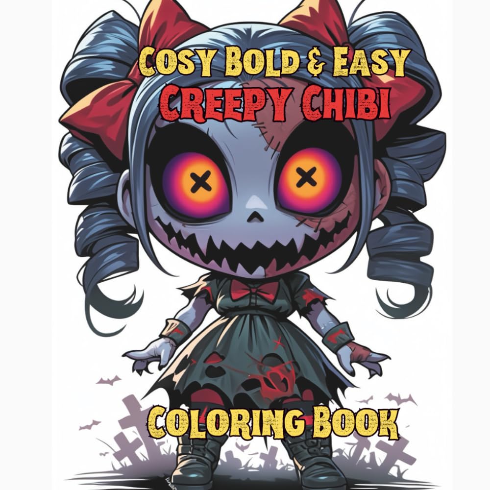 Cosy Bold & Easy Creepy Chibi Coloring Book: For Adults and Teens, Super Cute Creepy Chibi Horror coloring book for relaxation