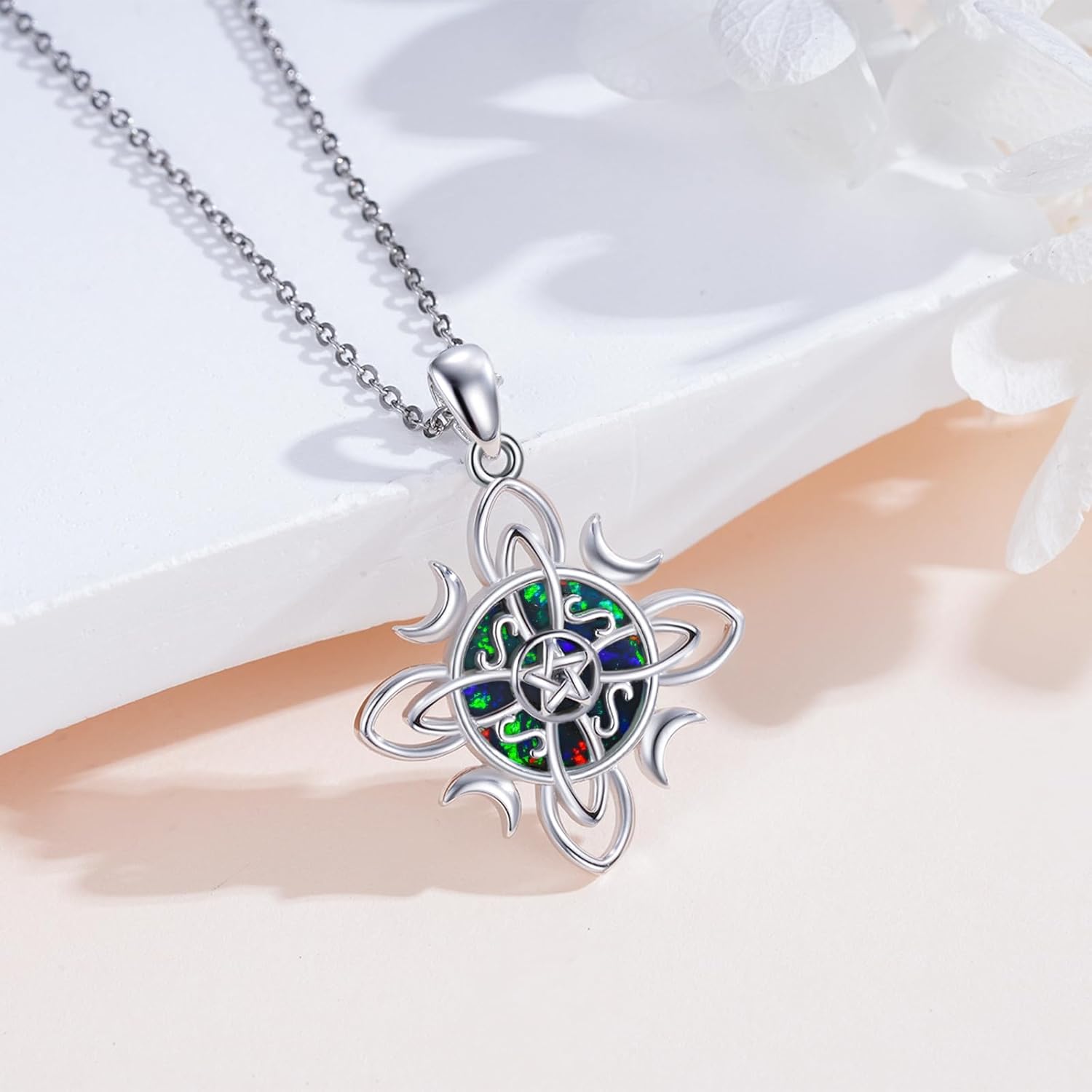 Witch Knot Necklace 925 Sterling Silver Celtic Pagan Witchy Pendant Wiccan Jewelry Gifts for Women Mom - Image 2