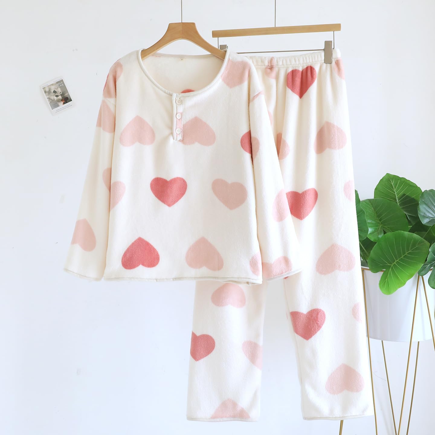 Women's 2 Piece Fleece Pajamas Set Warm Pjs Fuzzy Lounge set Cute Print Sleepwear - Image 3