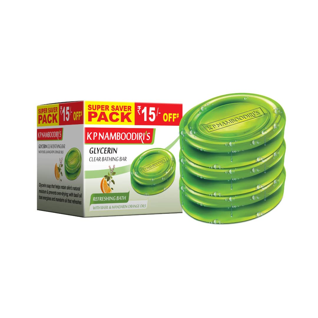 K.P. NAMBOODIRI S Glycerin Soap -Refreshing Bath Herbal (4Nx75G) - Pack Of 2