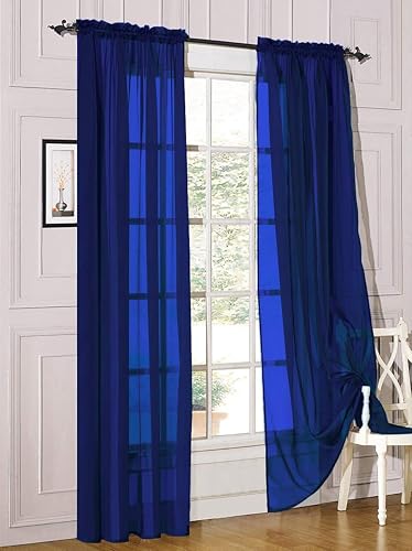 Decotex - Juego de 2 cortinas de gasa transparente para ventana con barra de filtrado, disponible en una variedad de tamaños y colores Decotex - Juego de 2 cortinas de gasa transparente para ventana con barra de filtrado, disponible en una variedad de tamaños y colores