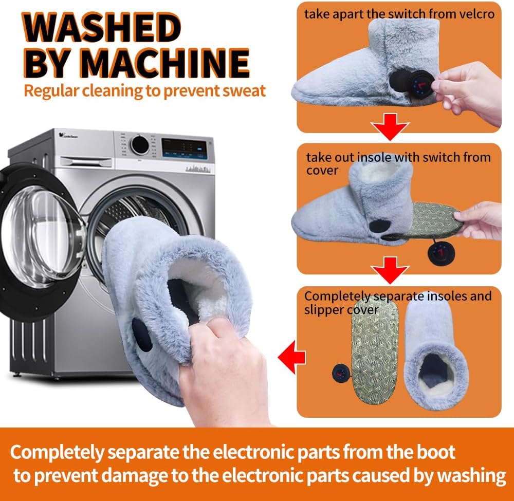 Foot Warmer for Cold Feet, Rechargeable Heated Slippers Women, Graphene Electric Heating Boots Socks Shoes Indoor, Built-in Batteries, Washable,8 Hours Heat, Save Heating Bills