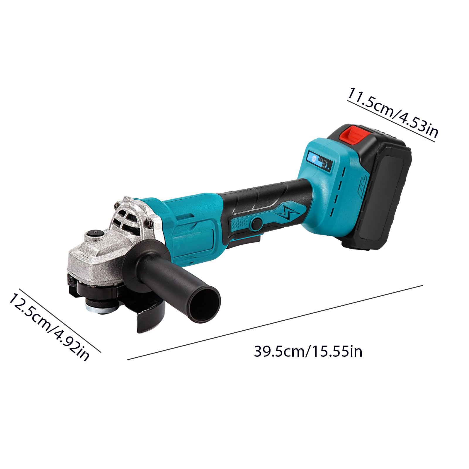 Amoladora Angular 1000W (125 mm, 13.000 rpm). Amoladora con 2x 4000 mAh Batería y Cargador, Empuñadura Auxiliar e Incluye 2 Discos de Desbaste, para Cortar, Desbastar y Pulir Metal, Piedra, Madera