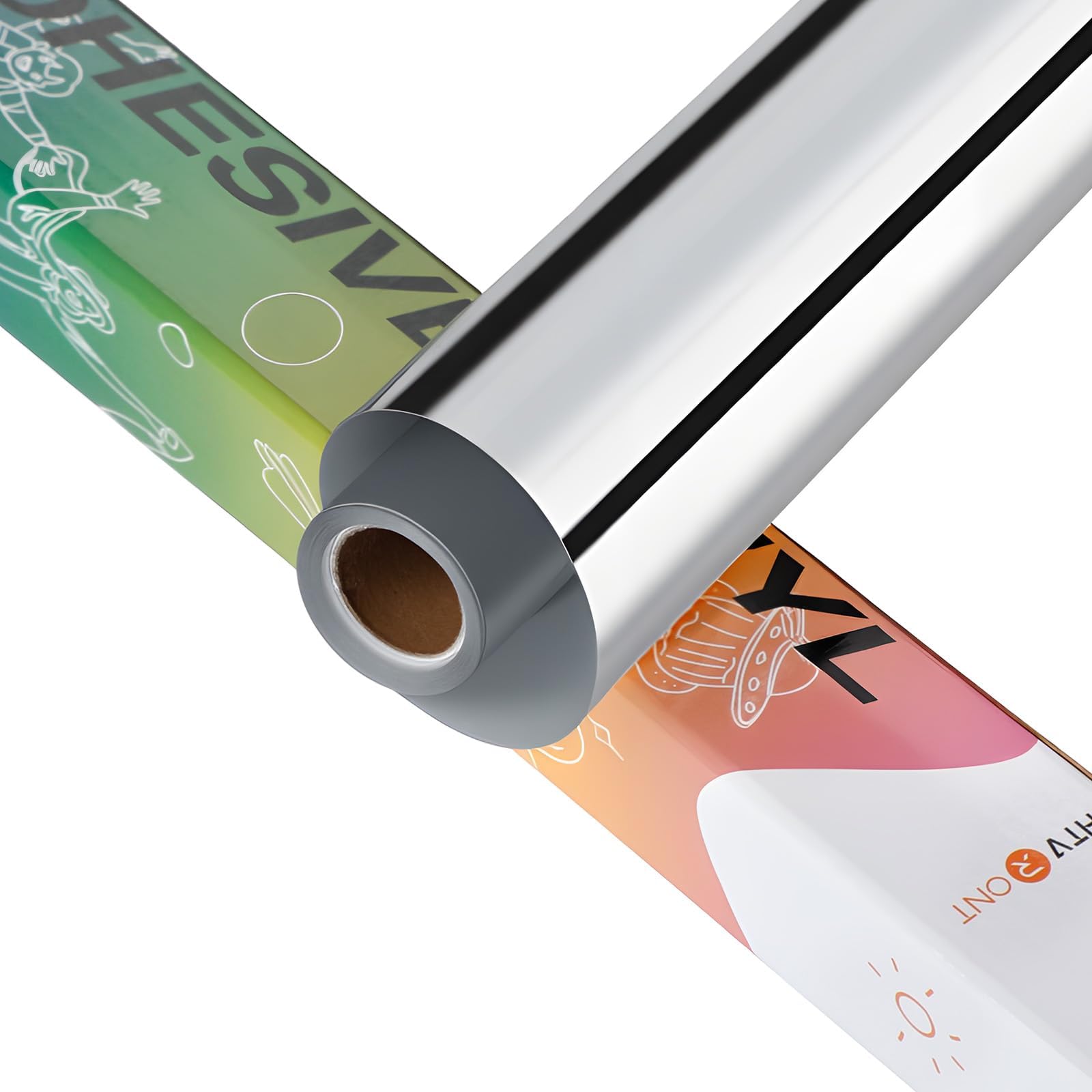 HTVRONT Silver Permanent Vinyl - 12" x 6FT Chrome Silver Metallic Vinyl Roll - Easy to Weed & Transfer Craft Mirror Silver Adhesive Rolls for Home Decor, Party Decoration, Mug, Window