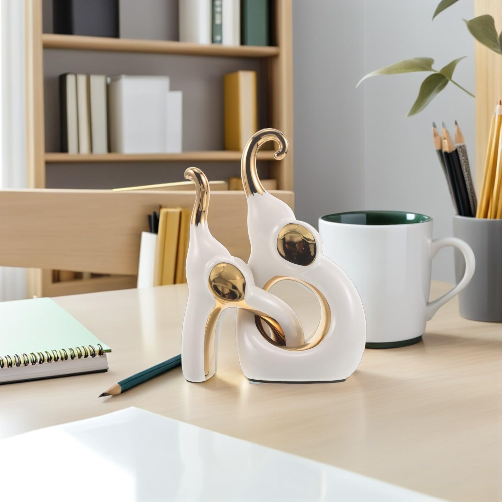 Ceramiczna Para Słoni Dekoracyjnych Minimalistyczne Figurki Ceramiczne Stolik Kawowy Romantyczna Rzeźba Słoni Do Dekoracji Wejścia i Domu Walentynki Oraz Rocznicę