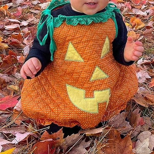 Lamuusaa Toddler Baby Girl Boy Halloween Costumes Pumpkin Romper One Piece Bodysuit Sleeveless Jumpsuit Halloween Outfit thumb #3