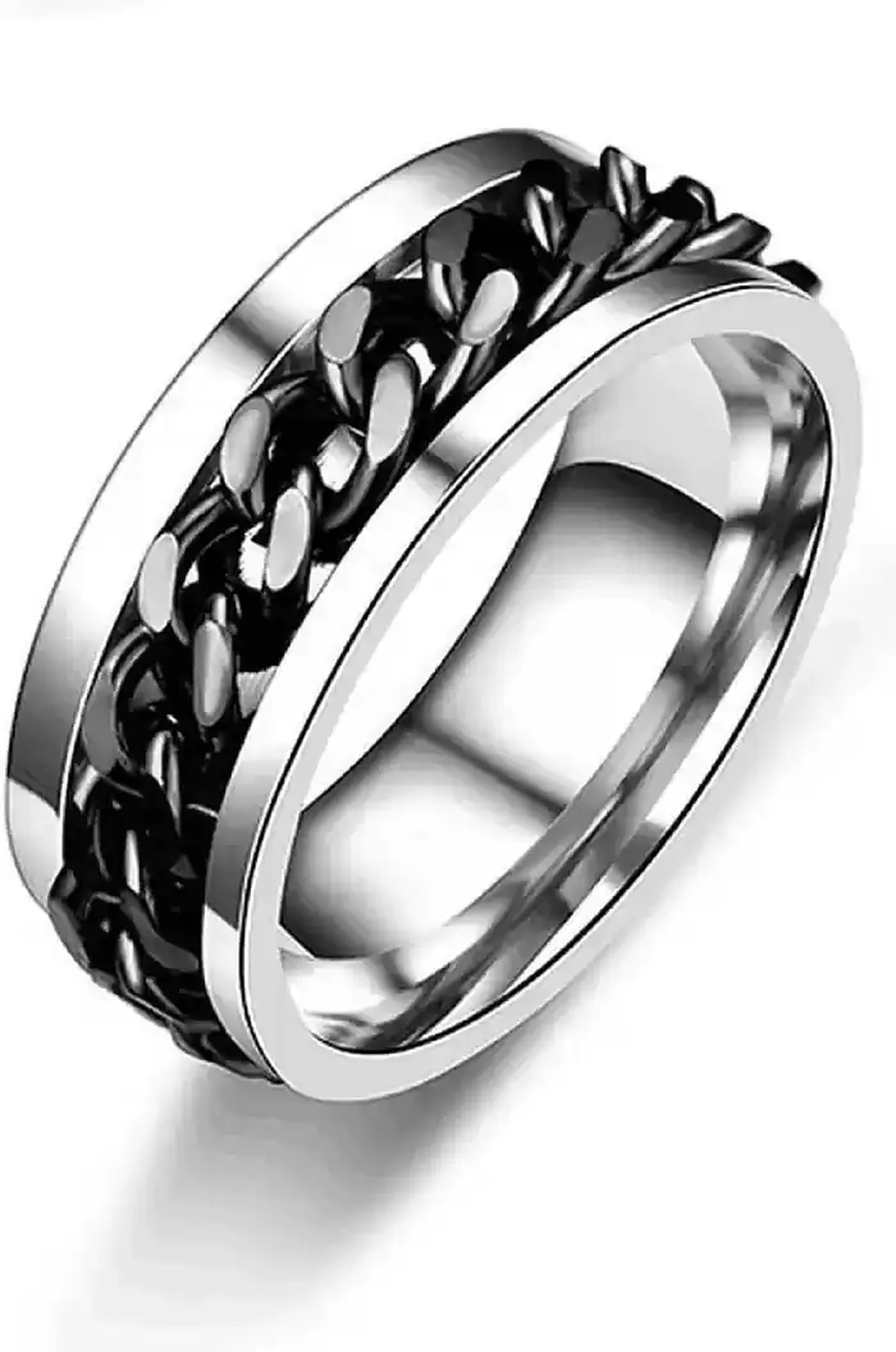 Stainless Steel Tough Dude Chain Rotate Rings for Men Women Boy Girl-image-36