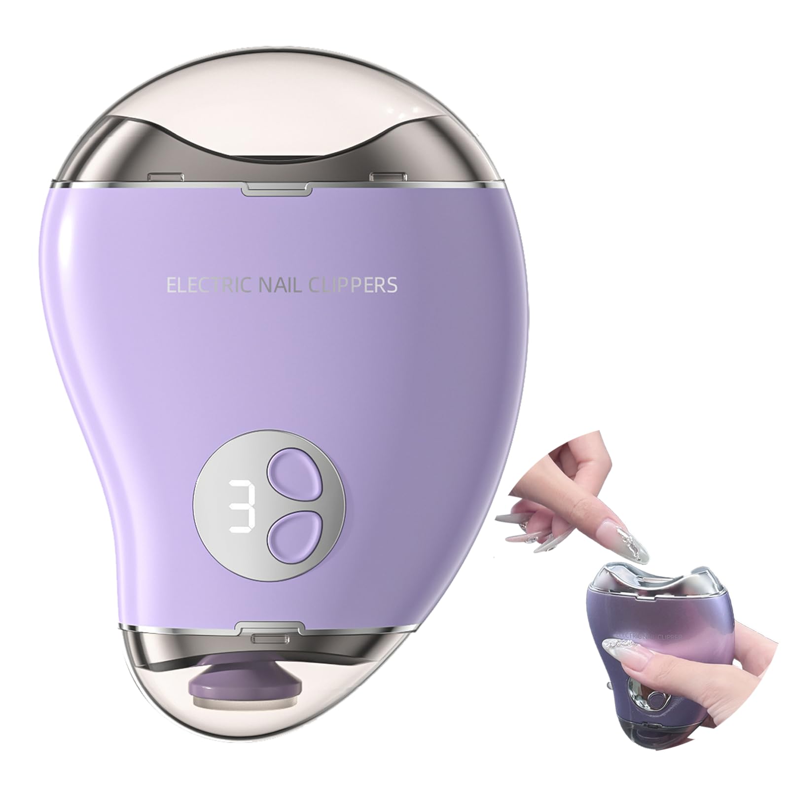 Jjkygmw Electric Nail Trimmer with LED Light, Safe and Easy to Use, Fingernail Cutter with Polisher?3 Speeds Adjustable and Nail Scraps Storage (Purple)