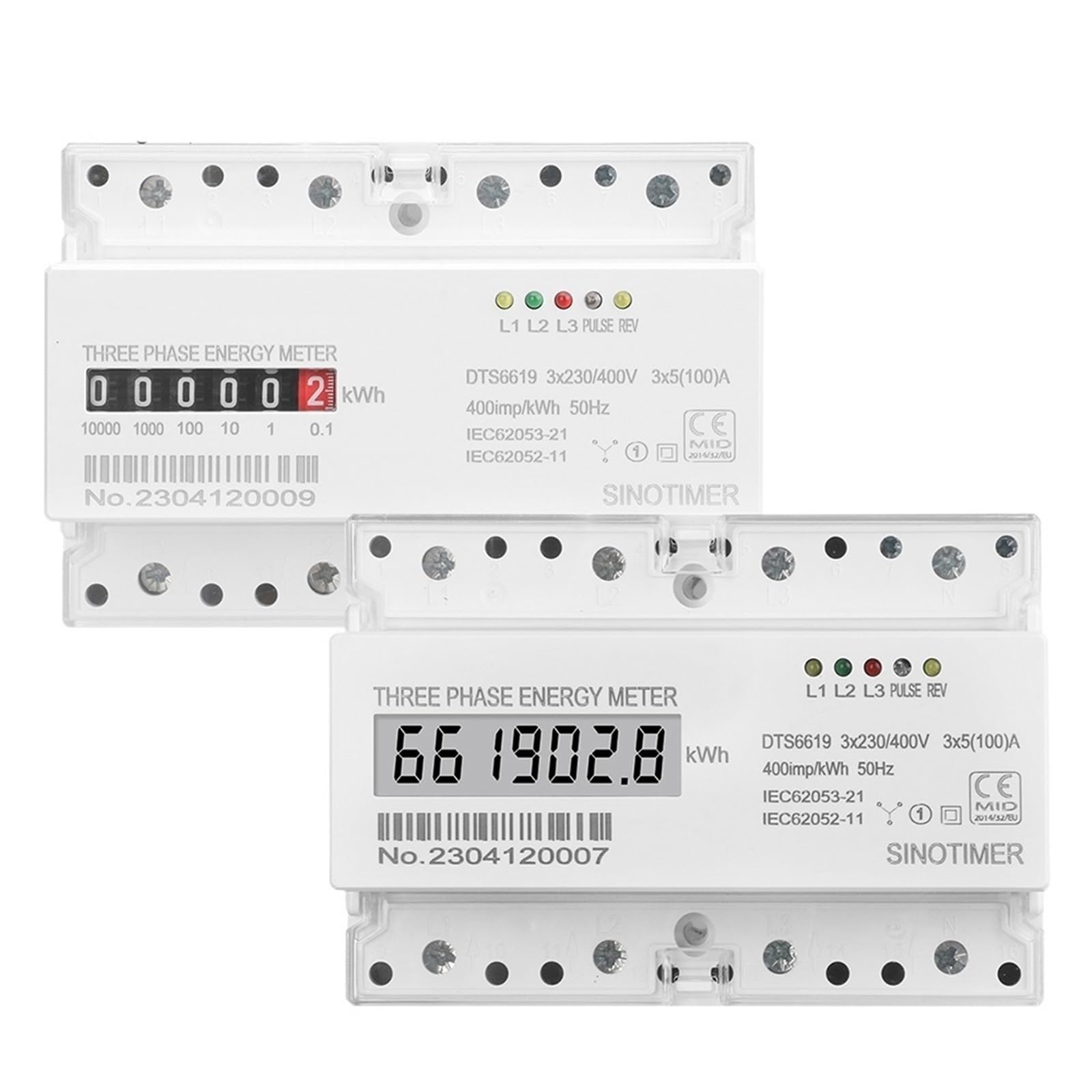 4-żyłowy trójfazowy cyfrowy licznik energii elektrycznej, monitor zużycia energii kWh, montaż na szynie DIN AC 380V 400V 100A 50 Hz (wyświetlacz LCD)
