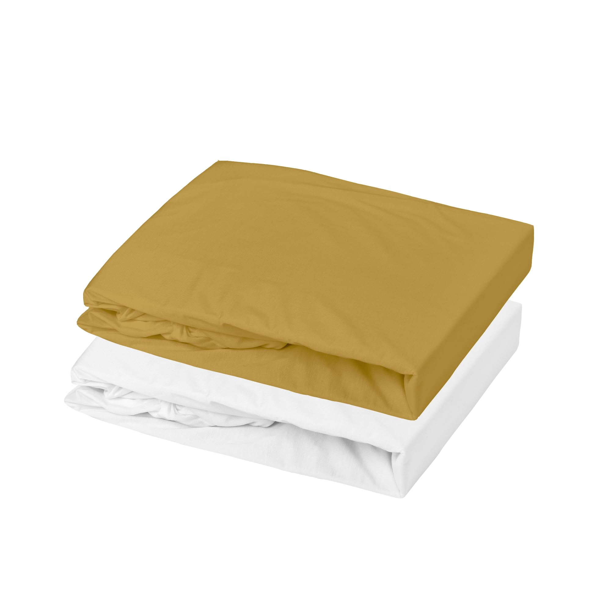 Mon PTIT Dodo - Set di 1 ALESE PU + 1 lenzuolo con angoli, 70 x 140 cm, colore: Bianco/Senape