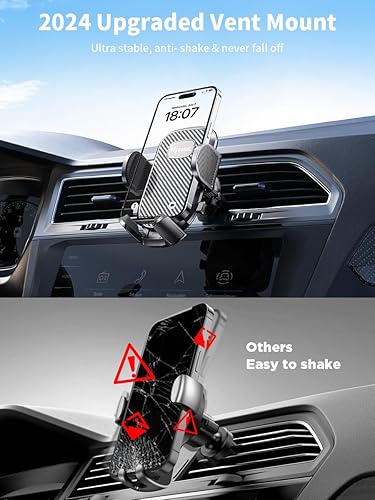 Miniatura 2 de Nycetek Soporte de teléfono para ventilación de automóvil mejorado 2025 [clip de grado militar] rotación de 360°, soporte universal para teléfono