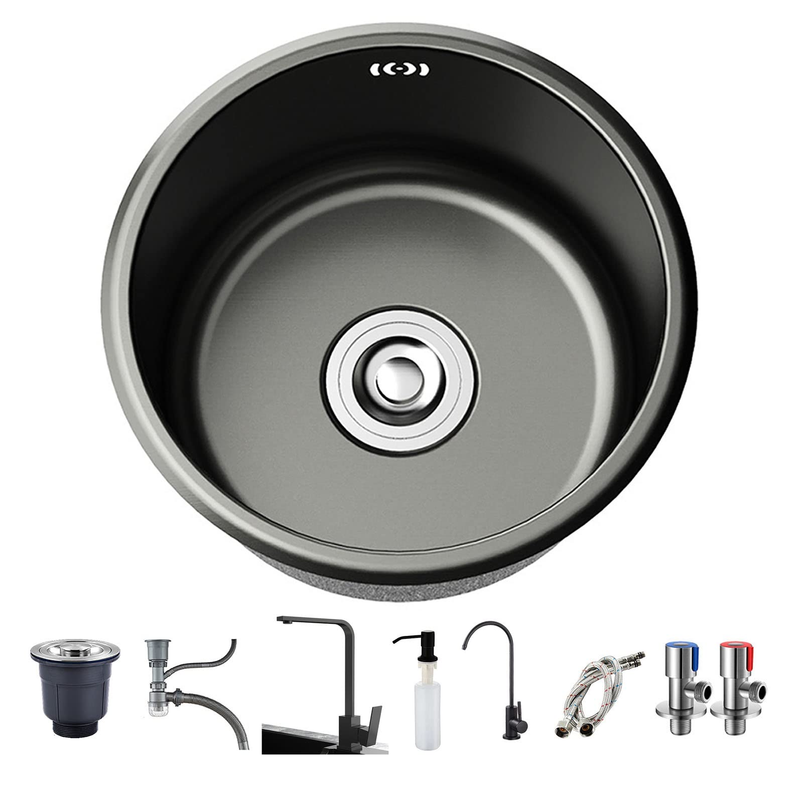 Sdgeryeeg C Round Sink, Stainless Steel Sink，Round Undermount Kitchen Sink With Faucet，Single Bowl Sinks(,32 * 32Cm)