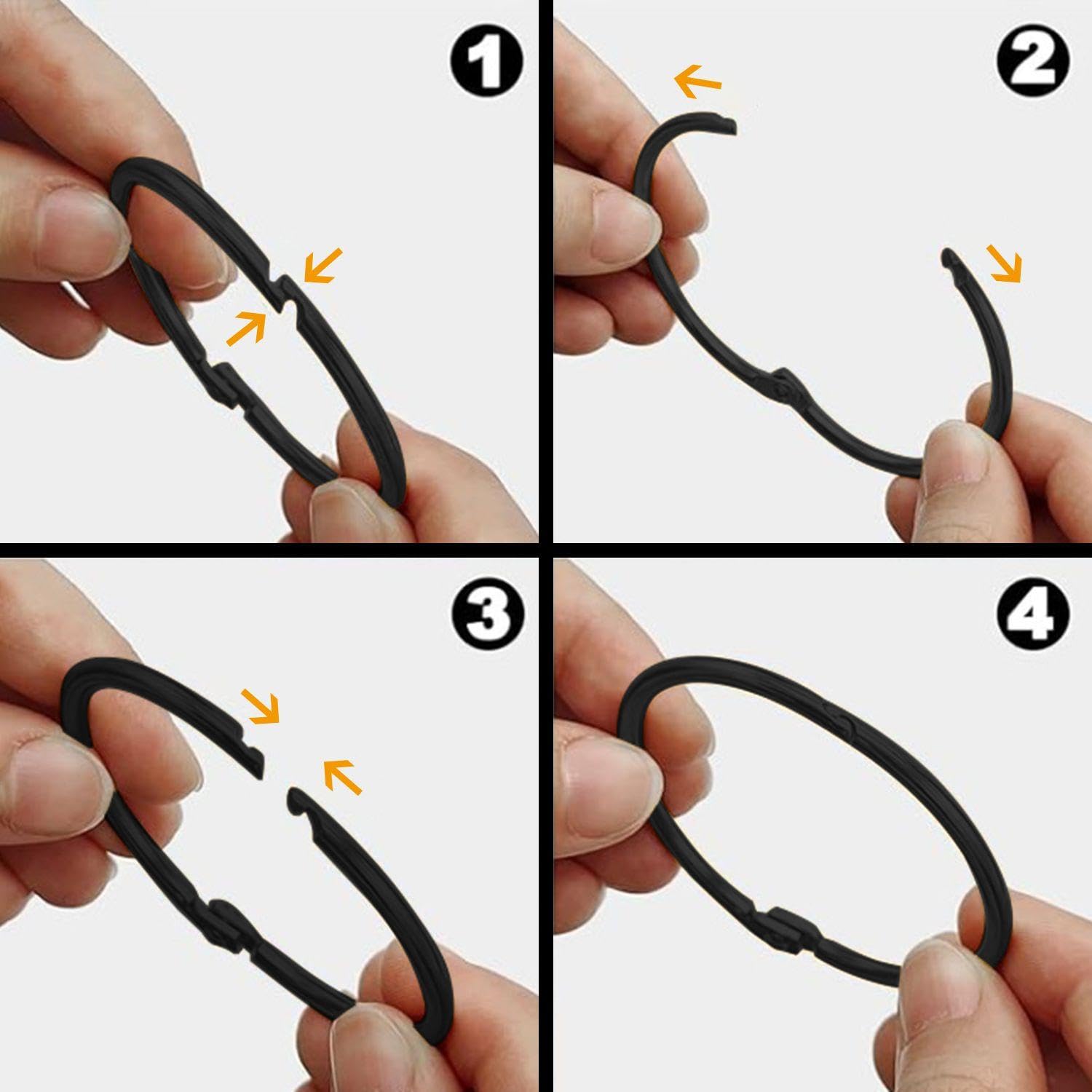 Lot 40 Anneaux Fendus Métal 5 Cm Noir - Anneaux Rideaux Douche, Rangement & Bricolage