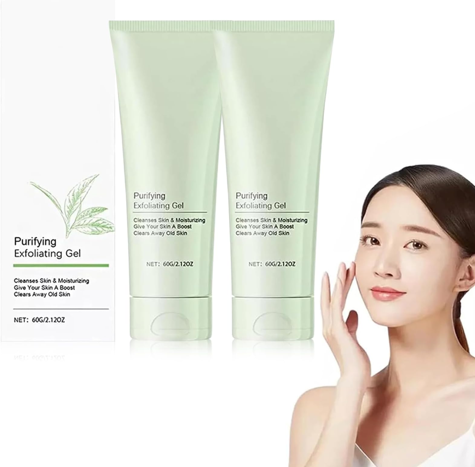 2PCS Purifying Exfoliating Gel, Exfoliating Scrub, Deep Cleansing Face & Body, Smoothening, Oil Free