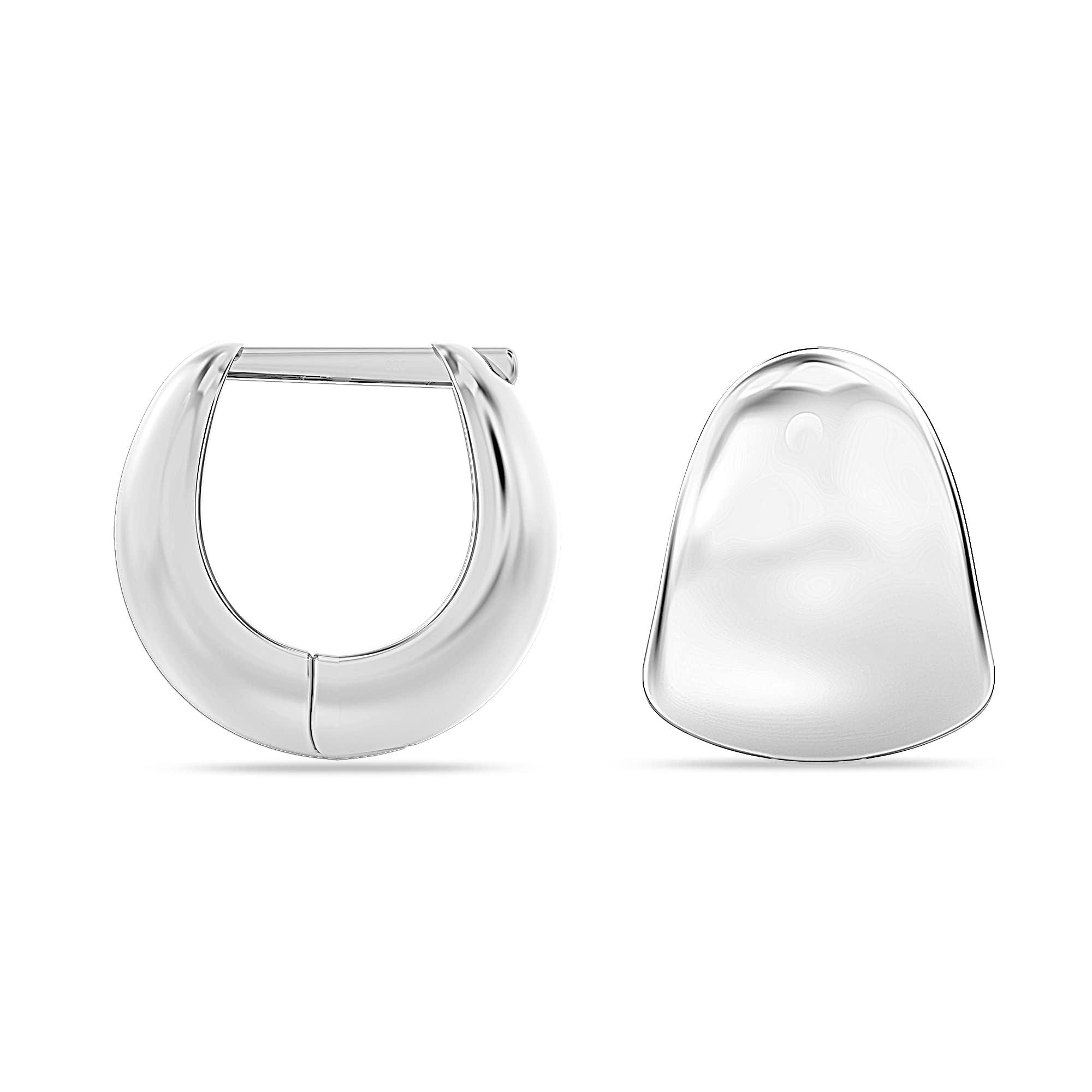 truesilver acpl 925 Sterling Silver Hoop Earrings for Women and Teens | BIS Hallmarked Lightweight U Shape Hinged Flat Hypoallergenic Small Chunky Hoops Earring-picture-42