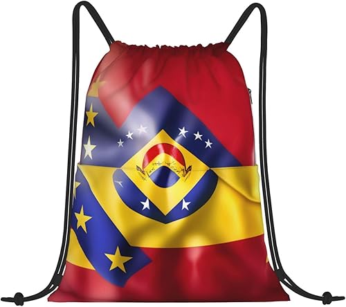 PIXOLE Flag of Venezuela print Drawstring Backpack Water Resistant Sports Gym Bag, for Women Men string bag backpack
