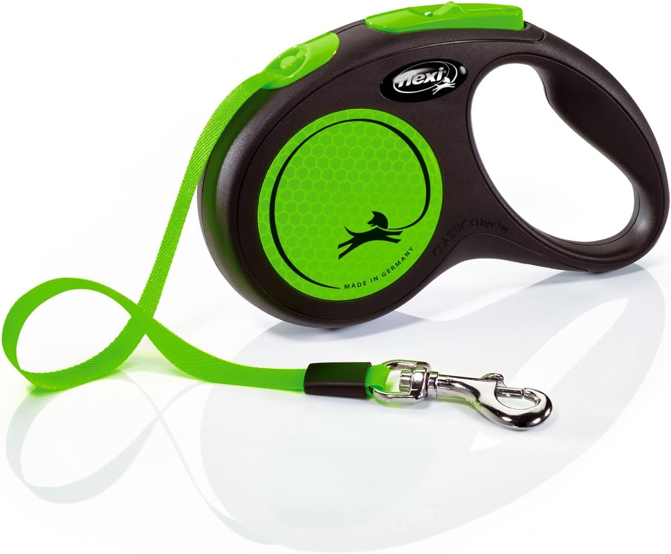 Flexi New Neon Tape Green Small 5m Retractable Dog Leash/Lead for dogs up to 15kgs/33lbs