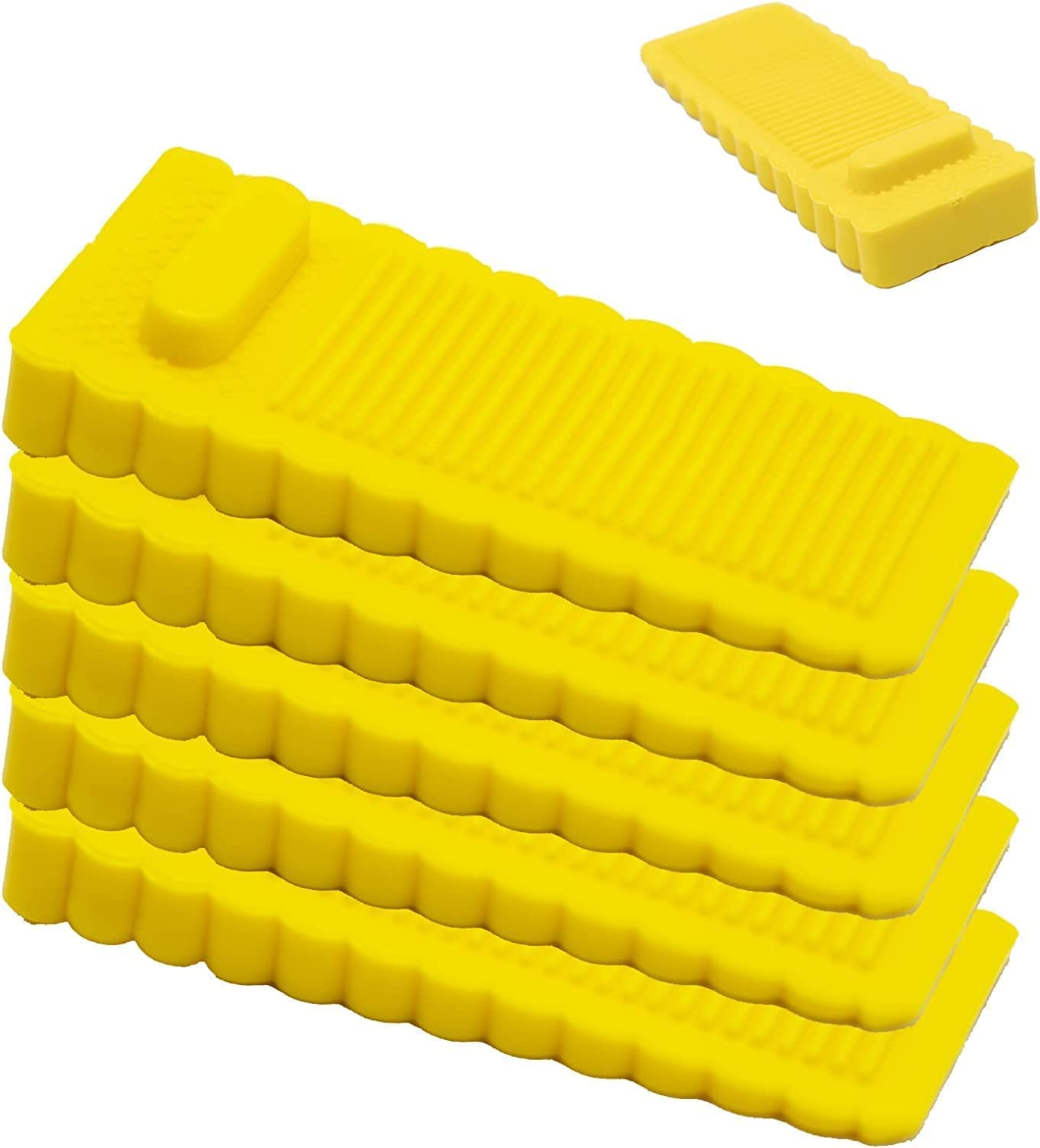5 Pack Clear Rubber Door Stops Premium Door Wedge Anti Slip Door Stop Silicone Door Stops Heavy Duty Door Stops Wedges for Floor Patio(Yellow)