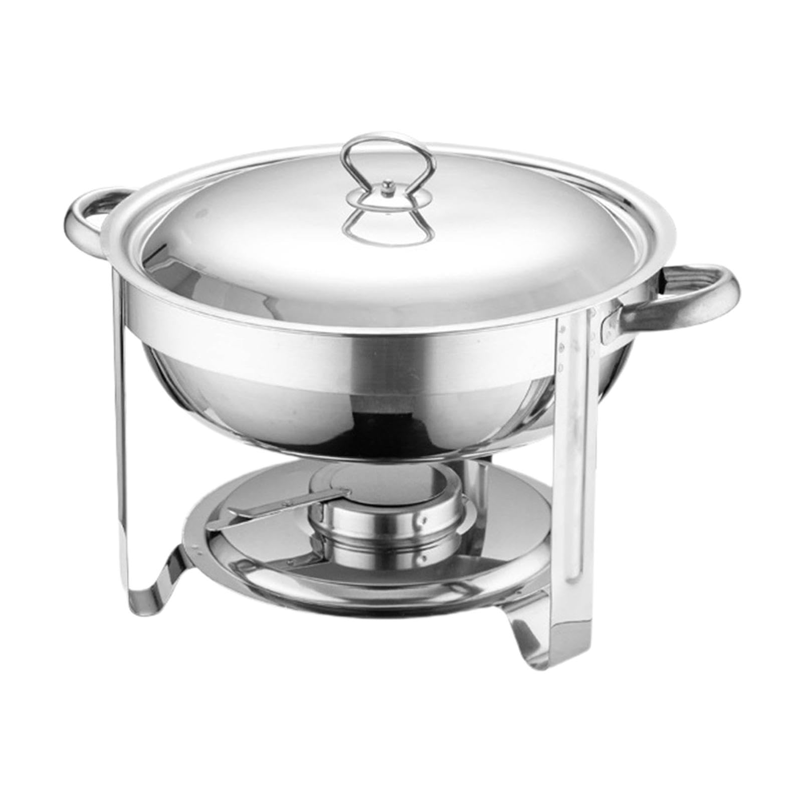 Calentador de Alimentos, Funciona con Pilas, Bandeja para Catering, Bandeja Redonda de Acero Inoxidable para Buffet, Estable, Práctica, Desmontable, a, Plata, Individual