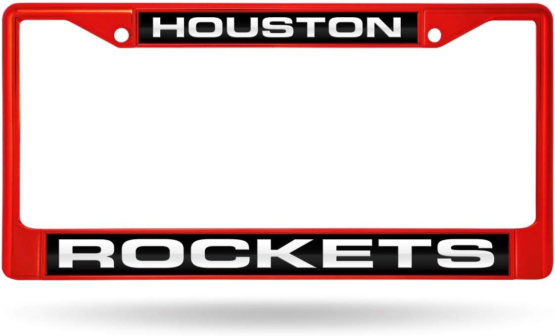 Houston Rockets NBA (Set of 2) Red Painted Metal Laser Cut License Plate Frames