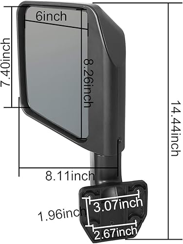 Miniatura 7 de Hooke Road Wrangler - Espejos para media puerta compatibles con Jeep Wrangler TJ JK JL 97-21 | Gladiator JT – 1 par, negro texturizado