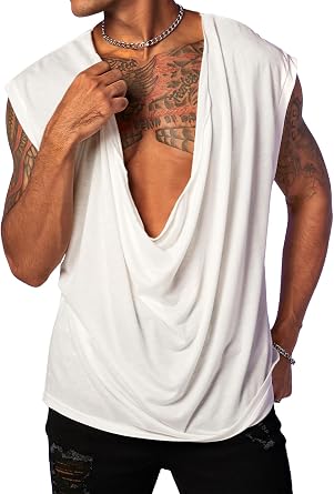 PASLTER Mens Deep V Neck Tank Tops Sleeveless Loose Tank Shirts
