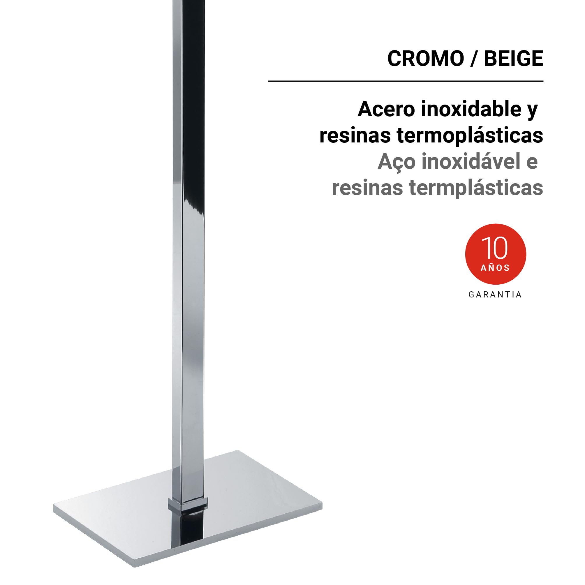 Gedy TOBIA Toallero de pie para baño con 2 Brazos, Cromo, Acero INOX y resinas termoplásticas, 40,6 x 15,5 x 89