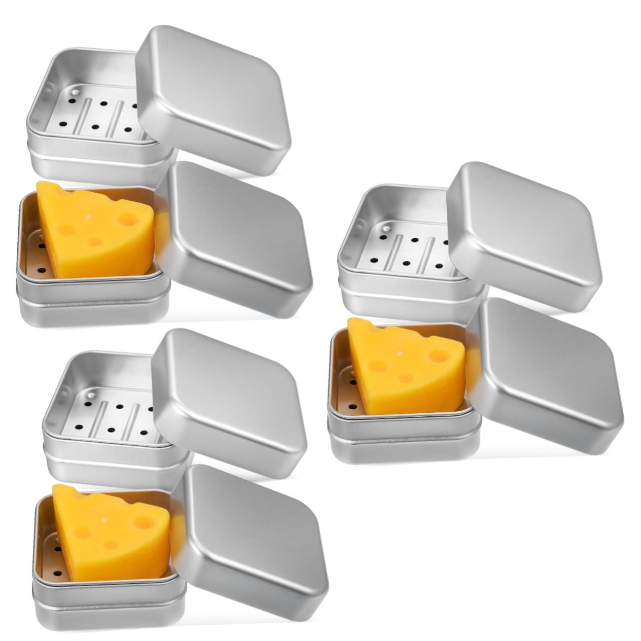 VOSAREA 6pièces Boîte à Aluminium avec Égouttoir Lot de Contenant De Voyage Pratique pour Design Minimaliste Et Résistant pour Salle De Bain Et Déplacements