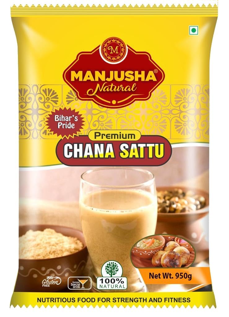 Manjusha Natural Premium Chana Sattu Sattoo 950 gram Each Gluten Free No Additives or Preservatives100% Natural Nutritious Food For Strength & Fitness Bihars Pride (950) (B0CXHTHN12) Amazon Price History, Amazon Price Tracker