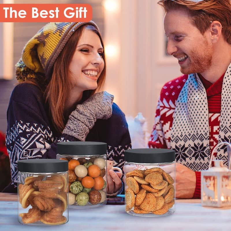 Miniatura 7 de 48 recipientes de plástico de 8 onzas con tapas y etiquetas, a prueba de fugas, sin BPA, herméticos, rellenables, transparentes, pequeños